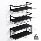 Fixwal 3+1 Tier Wall Mounted Bathroom Shelves Over Toilet, Rustic Wood Floating Shelves with Metal Frame and Towel Bar for Bathroom, Kitchen, Bedroom, Living Room (Black) - color: 5-black