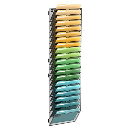 SUPEASY 20 Tier Wall File Organizer, Hanging Wall Mounted Mail Organizer with Label Slots, Metal Mesh File Holder Magazine Rack for Office, Home, School or Classroom, Black - color: Black, size: 20-Tier