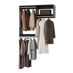 ROOMTEC Modular Closet System, 52" Wall-Mounted Closet Organizer with Hanging Rods, Wooden Tower for Walk-In Closets, Wardrobe Storage Kit, Black - size: 52" Wide, style: Model 2