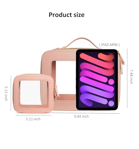 LETGO Clear Makeup Bags Set - TSA Approved Toiletry Bag with Handle Large Opening, Clear Toiletry Bags Case Pouch for Traveling Travel Car Orangizer Storage Essentials (Mini+Large Pink) - color: 0-Large+Mini-Pink
