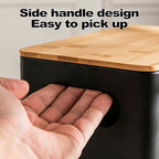 Potato Onion and Garlic Storage Bin Set of 3, Black Metal Kitchen Vegetable Canisters with Bamboo Lid and Aerating Holes, Stackable Kitchen Storage Tin for Countertop Pantry - color: B - Black Vegetable Canisters