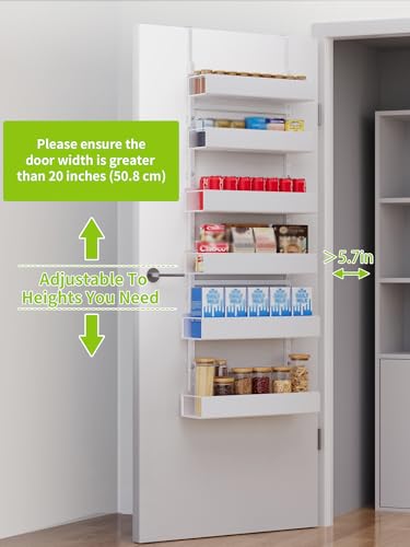Over The Door Pantry Organizer, 6-Tier Pantry Organization and Storage, Hanging Spice Rack, Pantry Door Organization for Home Office Laundry Room Bathroom, White - color: WhitePlate, size: 6-Tier