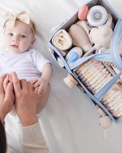 Lily Miles Baby Diaper Caddy Organizer, Quilted Nursery Storage Organizer for Newborn Essentials and Diaper Changing Station, Gift for Baby Shower and Registry Must-Have (Baby Breeze) - color: Baby Breeze