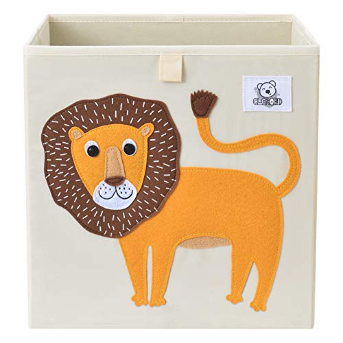 CLCROBD Foldable Animal Cube Storage Bins Fabric Toy Box/Chest/Organizer for Toddler/Kids Nursery, Playroom, 13 inch (Lion) - color: Lion