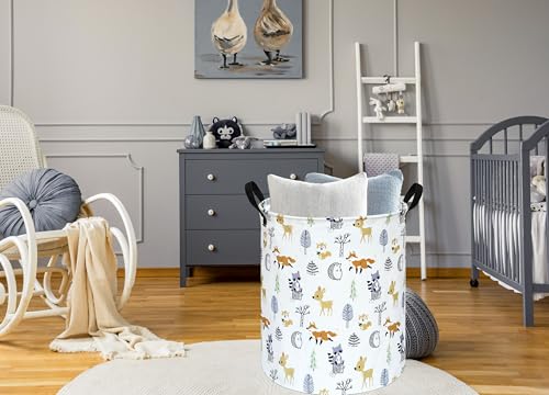 19.7 Inch Round Laundry Hamper Cute Animal Pattern Laundry Basket Fabric Storage Hamper Organization Bin, Toy Box,Gift Basket with Handles for Room - color: F-RT02548