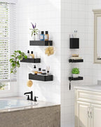Kitsure Shower Caddy Adhesive - 6-Pack, No-Drilling Shower Shelves with Soap Holder, Toothbrush Holde, 6 Hooks, Rustproof & Stylish Bathroom Organizers and Storage Solution, Black, Large - color: Black