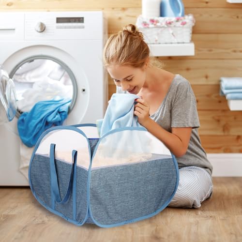Durable Collapsible Laundry Basket, 90L Clothes Hampers for Laundry, Foldable Laundry Basket with Handles, Tear-proof Pop Up Hampers for Bedroom, Bathroom, Kids Room, Dorm, Travel or Campout Blue - color: Blue