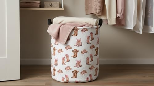 19.7" Laundry Basket,Dirty Clothes Hamper,Waterproof Storage Bin,Room Decor,Gift Baskets,Nursery Hamper(Cowgirl) - color: Cowgirl