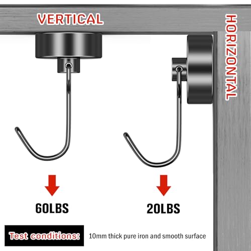 FINDMAG Black Magnetic Hooks, 60 LB+ Magnetic Hooks Heavy Duty 2026 Cruise Ship Essentials, Strong Neodymium Magnet Hooks for Refrigerator, Workplace, Curtain, Locker Accessories, Home - 6 Pack - color: Black, size: 6Pack 60Lbs+