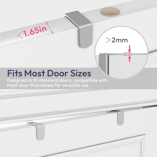 SWTYMIKI Over The Door Hook with 16 Hooks & 2 Mesh Baskets - Heavy Duty Over The Door Organizer Hanger for Towels, Coats, Clothes - Space Saving Hanging Rack for Bathroom, Living Room, Silver - color: Silver
