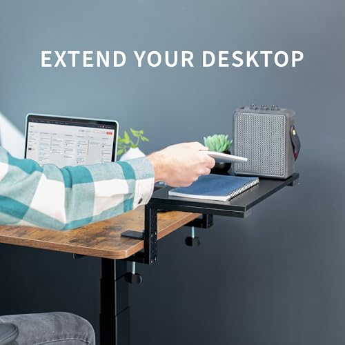 VIVO Clamp-on 15 inch Desk Extension Shelf for Gaming Devices, Ergonomic Computer Monitor and Laptop Riser, Printer Stand, Versatile with Freestanding Feet Included, Desktop Organizer, DESK-SHELF15B - size: 15"