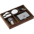 MultiBey 5-Slot Walnut Valet Tray Organizer | Wooden Valets Tray for Nightstand, Dresser & Desk |EDC Catchall Trays with 5 Sections for Jewelry, Wallet, Watch, Keys, Earbuds (Walnut) - color: Walnut - 5 Compartments