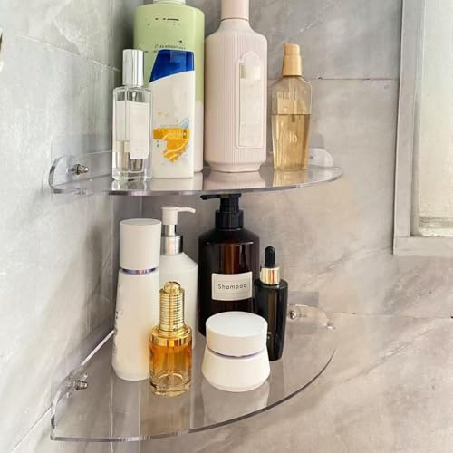 Acrylic Corner Shelves, Adhesive Shelf, Shower Caddy Organizer for Home Decor,Clear Shower Shelf,No Drilling Wall Mounted Bathroom Shelves (Clear 10 inch 2 set) - color: Clear 10 inch 2 set