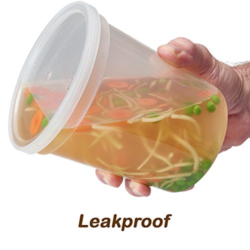 DuraHome - Deli food Storage Containers with Lids 32 oz, Quart Pack of 24 Leak-proof Freezer Safe Microwaveable Soup Storage Container - Clear Plastic Premium Quality - size: 32 oz. (24 Sets)