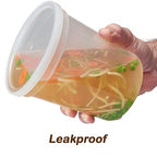 DuraHome - Deli food Storage Containers with Lids 32 oz, Quart Pack of 24 Leak-proof Freezer Safe Microwaveable Soup Storage Container - Clear Plastic Premium Quality - size: 32 oz. (24 Sets)