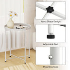 Garden 4 you Small Side Table, White Mini Round End Table, Tray Table with Metal Frame, Modern Nightstand for Living Room, Bedroom, Patio, Small Space, 1PCS - color: White, size: 1 PCS