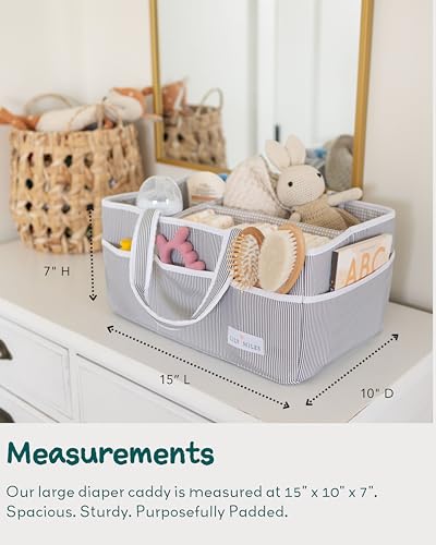Lily Miles Baby Diaper Caddy Organizer, Baby Shower Basket for Newborn Boys or Girls, Nursery Must Haves for New Mom, Registry Favorites, Large Storage Tote for Changing Table or Car, Gray - color: Gray/Gray, size: Large