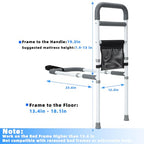 Bed Rails for Elderly Adults Safety - Adjustable Bed Assist Rail for Seniors Fall Prevention with Support Leg, Bedside Grab Bar Cane with Storage Pocket, Fits King, Queen, Full, Twin Bed