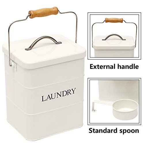 Laundry Powder Bin, Washing Powder Storage Tin with Scoop, Airtight Lid & Handles, Laundry Detergent Powder Storage Box - Perfect for Holding Pods Tablets Capsules Powder Detergent-White - color: White