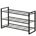 Shoe Rack Metal, 3 Tier Shoe Organizer with Sturdy Wire Frame, Shoe Shelf Storage Stand for Closet, Stackable, Easy Assembly, Black - size: 3 Tier