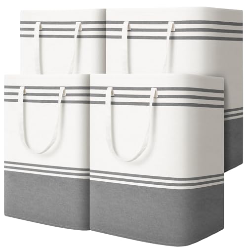 4 Pack Large Laundry Baskets, Laundry Hampers, Freestanding Waterproof Collapsible Clothes Bag with Extended & Reinforced Handles - Clothes Basket for Dorm, Bathroom, Home (100L) - size: 4 x 100L