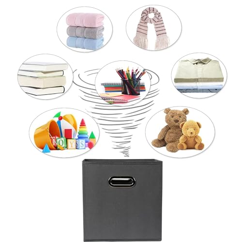 Fabric Cloth Storage Bins,Fabric Cube Organizer with Dual Handles Foldable Cube Storage Baskets for Home Bedroom Storage,Set of 12,(Gray) - color: Gray, size: 12 Pack