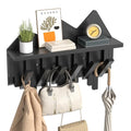 HOOBRO Wall Hooks with Shelf, Coat Rack with Shelf Wall-Mounted, Entryway Wall Key Holder, Hat Rack for Walls, Purse Hanger for Wall, Entryway Hanging Shelf with 6 Retractable Pegs, Black BK46YM01 - color: Black