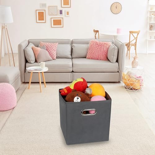 Fabric Cloth Storage Bins,Fabric Cube Organizer with Dual Handles Foldable Cube Storage Baskets for Home Bedroom Storage,Set of 8,(Gray) - color: Gray, size: 8 Pack