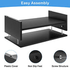 Marbrasse Monitor Stand Riser, 16.5 Inch 2 Tier Computer Printer Shelf Stand for Laptop Computer Screen Storage, Desktop Stand with Phone Holder and Cable Management Black - color: Black