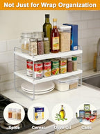 JUPELI Foil and Plastic Wrap Organizer, Expandable Kitchen Pantry Storage, Height Adjustable Cabinet Rack for Kitchen Organization, Aluminum Foil -3 Tier 9.8" to 15.6"L - size: 1 Pack