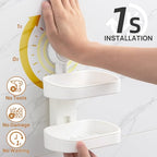 LEVERLOC Soap Dish Holder for Shower, Double Layer Suction Cup Wall Mounte Self Draining Removable Waterproof Strong Suction Bar Soap Holder for Shower, White - style: 2 tiers White