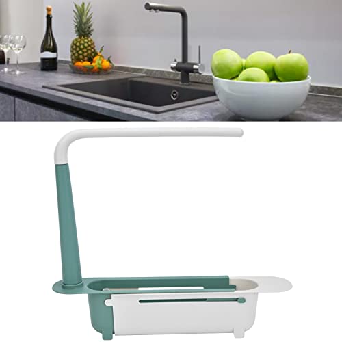 Zerodis Telescopic Sink Storage Rack, Telescopic 2in1 Sink Expandable Storage Drain Basket Towel Rack Under Sink Organizers Telescopic Sponge Soap Holder for Kitchen Sink (Green) - color: Green