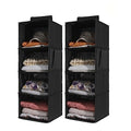 2 Pack Hanging Closet Organizer, 4-Shelf Hanging Shelves with Side Pocket, Black - color: Black, size: 4 Shelves
