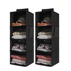 2 Pack Hanging Closet Organizer, 4-Shelf Hanging Shelves with Side Pocket, Black - color: Black, size: 4 Shelves
