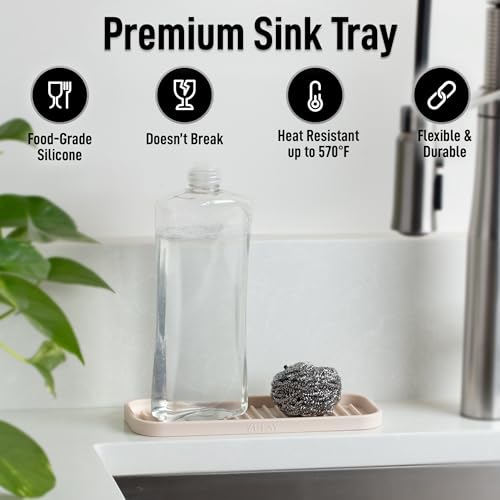 Zulay Kitchen (9x3.5) Silicone Sponge Holder for Kitchen Sink - Flexible Multipurpose Soap Tray - Sink Organizer for Kitchen, Bathroom, Makeup, Trinkets & More (Ivory) - color: Ivory, size: Medium (9x3.5)