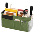 YETTASBIN Olive Green Bedside Caddy Hanging Storage Organizer Bag with 2 Straps & Hooks for Bunk Beds, College Dorm, Hospital Bed - Holder for Books, Phone, Magazine, Glasses, Keys