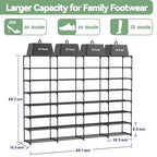 Large Shoe Rack Organizer, 4-Row 8-Tier Tall Shoe Storage Shelf for Closet, Entryway, Garage, Metal Free Standing Shoe Holder for 56-64 Pairs Shoes, Sturdy Stackable Shoe Stand for Bedroom - size: 4 Row 8 Tier