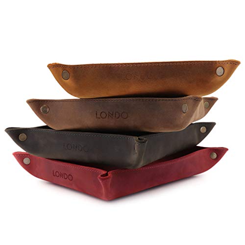 Londo Genuine Leather Tray Organizer - Practical Lightweight Water Resistant Computer Table Desk Storage Box for Wallets, Watches, Keys, Coins, Cell Phones and Office Equipment - color: Green