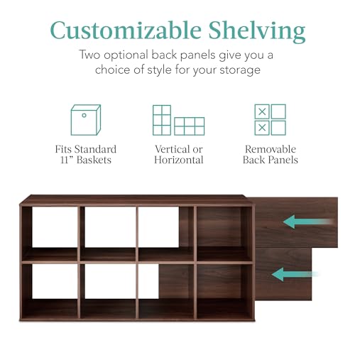 Best Choice Products 8-Cube Storage Organizer, 11in Shelf Opening, Bookcase, Display Shelf, Customizable w/ 3 Removable Back Panels – Walnut - color: Walnut, size: 8-Cube, 11in Shelf Opening