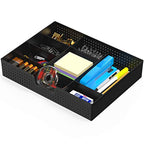 Simple Houseware Drawer Organizer Tray with 9 Adjustable Compartments, Black - color: Black, size: 1 Pack