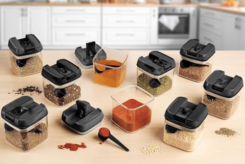 Shazo 9 PC Airtight Food Storage Containers - BPA Free Clear Plastic Snack & Spice Containers with Easy Lock Lids - Kitchen and Pantry Organization for Herbs, Coffee, Tea - 0.5L / 2.1 Cups - color: Black - 9 Pc, size: 9 Pc - 0.5 Liter