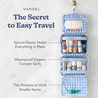 VANDEL Waterproof Hanging Toiletry Bag [TSA-Approved] Hanging Makeup Organizer Bag, Cosmetic Travel Bags for Women, Makeup Case Toiletries Organizer Hygiene Bathroom Shower Caddy - Blue Gingham - color: Blue Gingham