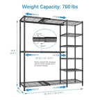 VIPEK X2 Expandable Reach-in Closet Racks Adjustable from 3'3" to 4'8" Portable Open Walk-in Closet Rack System with Flexible Shelves and Hanger Rods Clothing Rack for Hanging Clothes, Black - color: Black