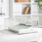 iDesign Recycled Plastic Stackable Storage Bin with Handles - Clear