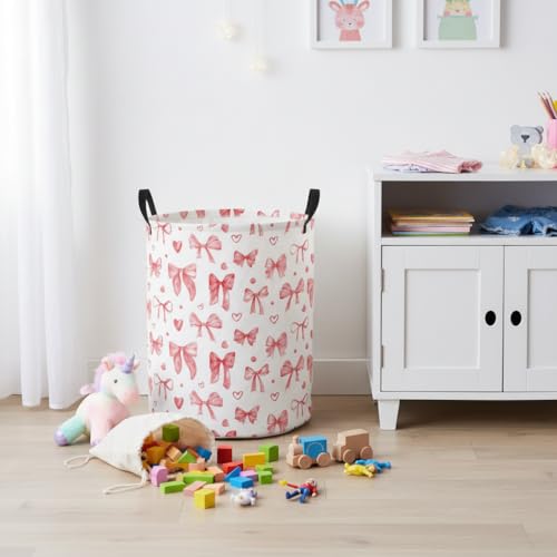 Baby Laundry Basket Baby Nursery Hamper Kids Laundry Basket Toy Storage Bin for Boys Room Decor Gift Baskets for Bedroom Bathroom(Heart Bowknot) - color: Heart Bowknot