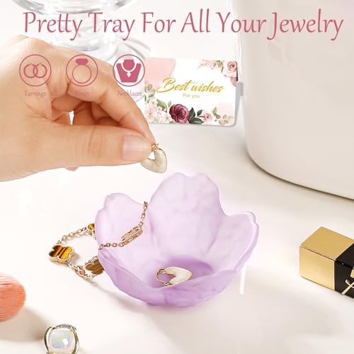 Gifts for Women Flower Jewelry Dish Ring Holder Jewelry Tray Vanity Organizer Room Decor Aesthetic Dorm Bathroom Decor Decorative Trinket Dish for Rings Earrings Necklaces Friendship Birthday Gifts - color: Sandblasted Purple