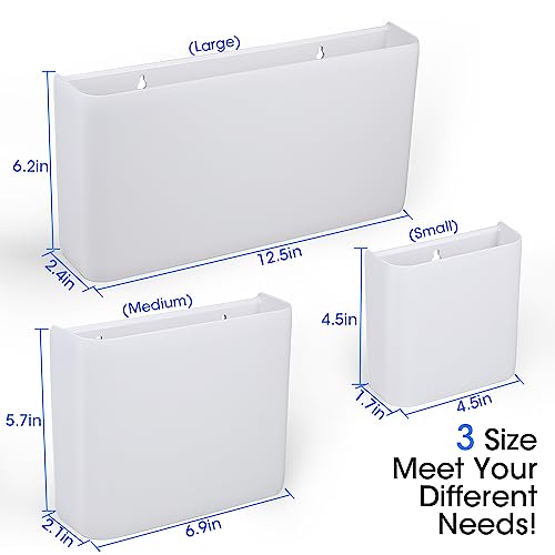 Picowe 3 PCS Magnetic Laundry Storage, Magnetic Storage Box for Laundry Room, Kitchen, Bathroom, Office, Space-Saving Trash Container Hanging on Dryer, Washer or Wall Mount Trash Bin (White) - size: L+ M + S - White