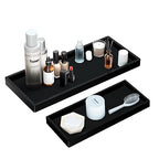 BBK Bathroom Vanity Tray- 2 Pack (7.8" and 11.8") Silicone Bathroom Tray for Counter, for Perfume Key Trinket Ring Soap Organization - Black - color: Black (Small & Large)