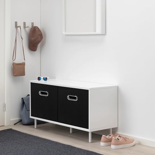 Black Foldable Storage Cubes Bins, Fabric Storage Box Cubes Organizer Baskets with Dual Handles for Home Organizer,Set of 3,(Black) - color: Black, size: 3 Pack