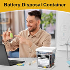 Baderke Battery Disposal Container Battery Recycling Container 1.32 Gallons Capacity Dry Cell Storage Recycling Bin with Label (White,Square) - color: White